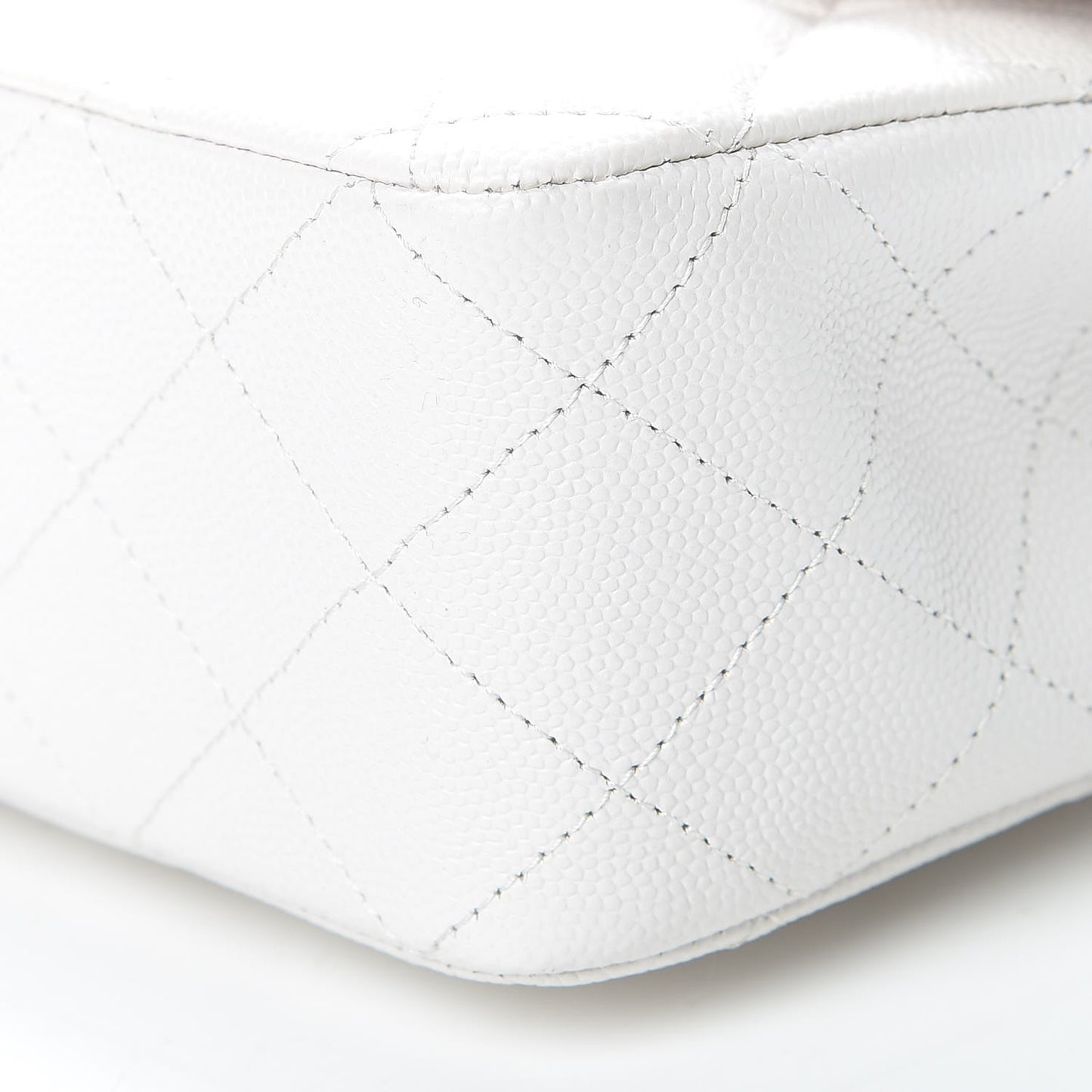 Caviar Quilted Medium Double Flap White