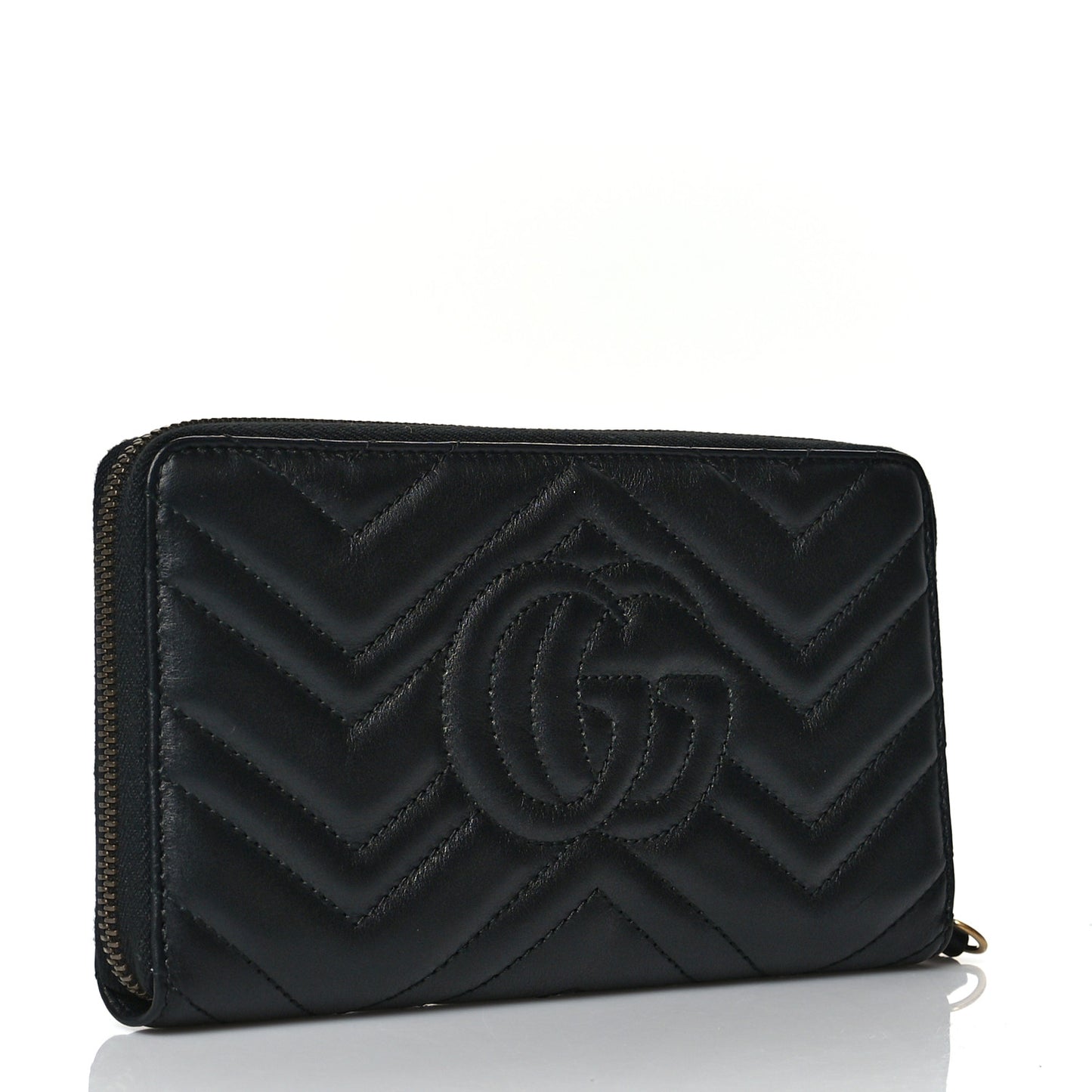 Calfskin Matelasse GG Marmont Zip Around Organizer Wallet Black