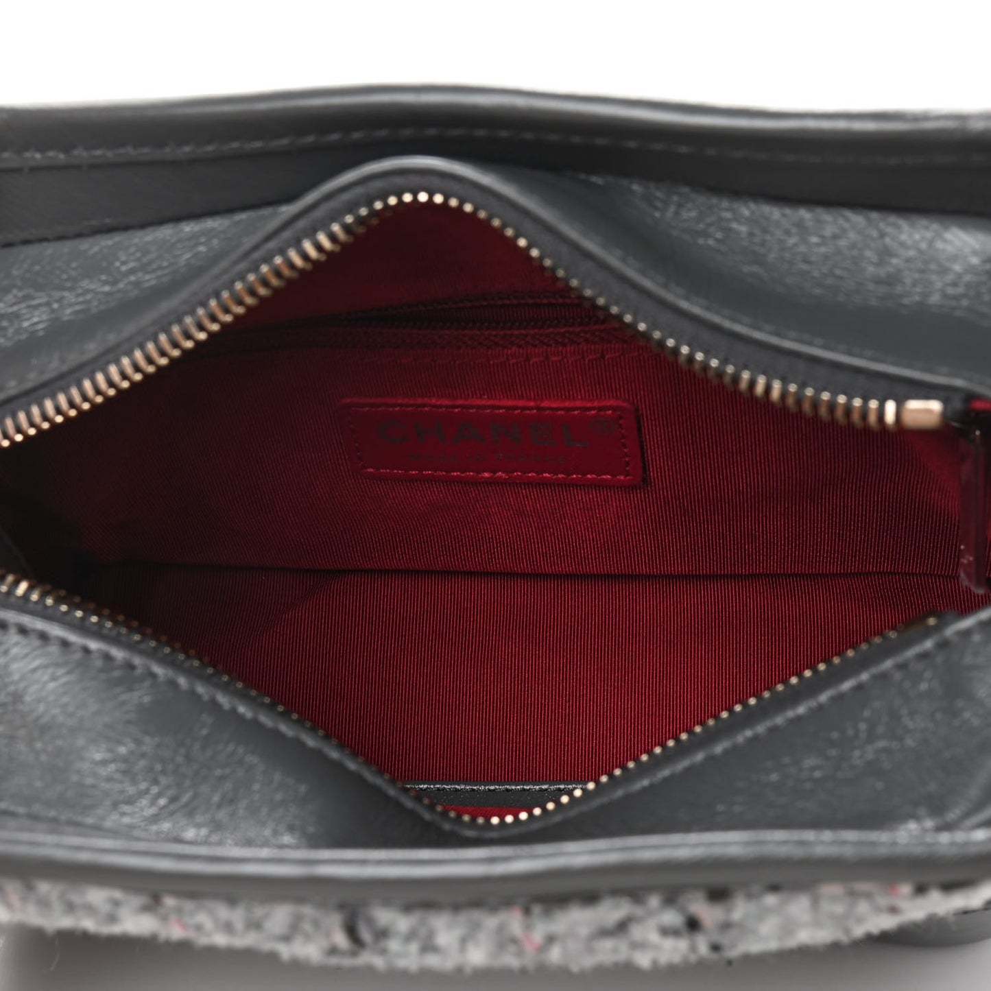 Tweed Calfskin Quilted Small Gabrielle Hobo Grey