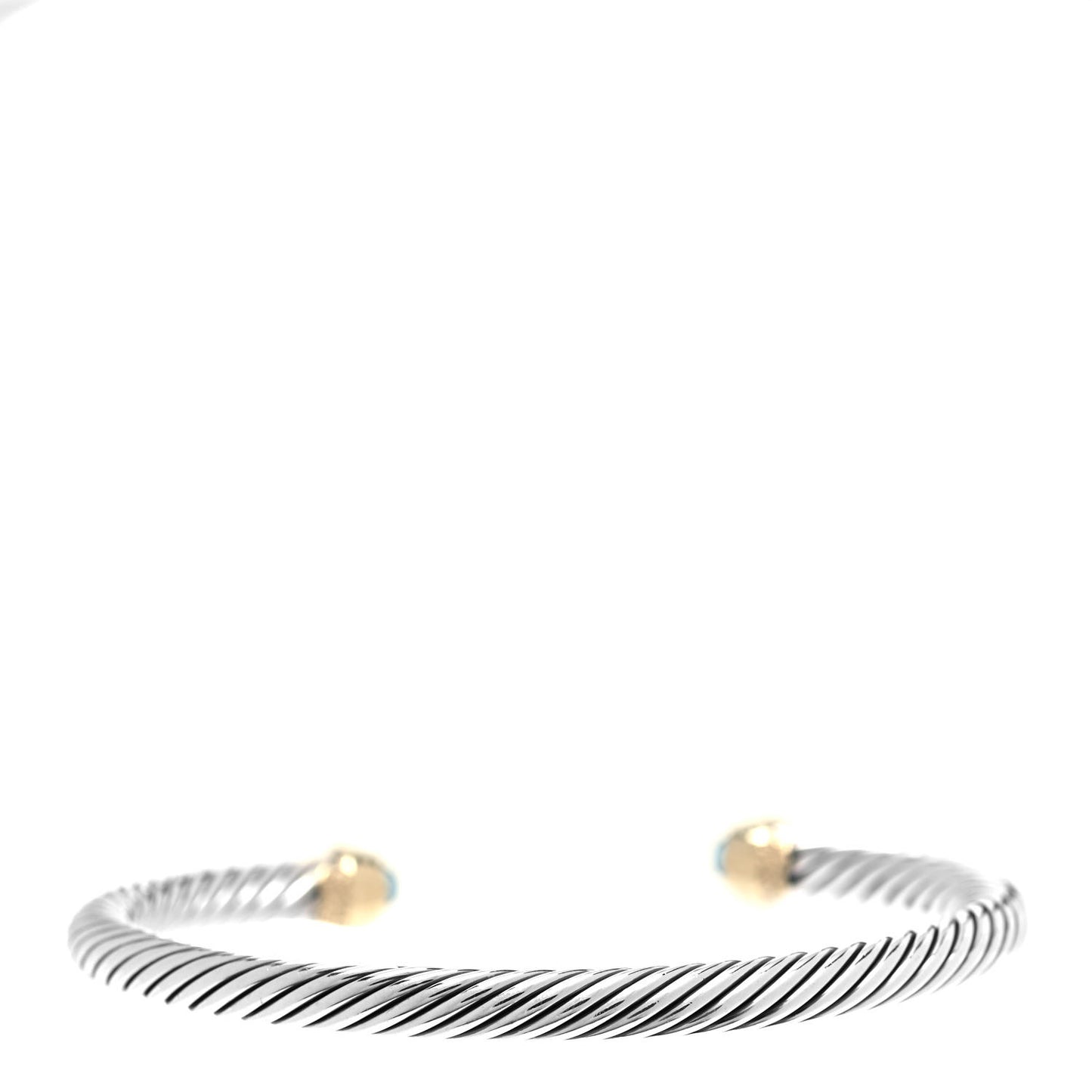 Sterling Silver 14K Yellow Gold Blue Topaz 5mm Cable Classics Petite Color Bracelet