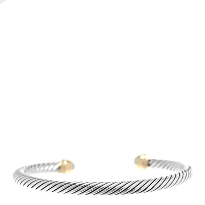 David Yurman Sterling Silver 14K Yellow Gold Blue Topaz 5mm Cable Classics Petite Color Bracelet 5 of 7