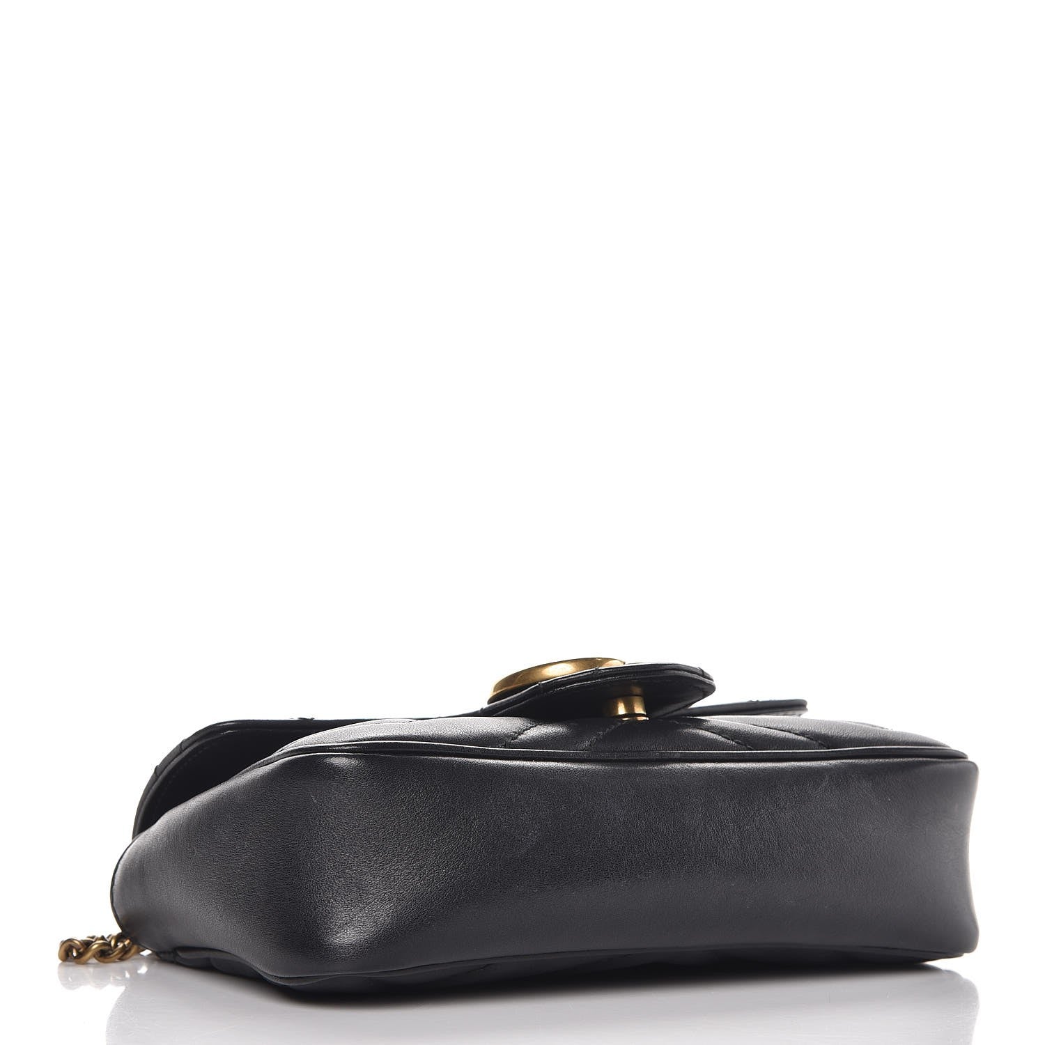 Gucci Calfskin Matelasse Super Mini GG Marmont Shoulder Bag Black 4 of 9