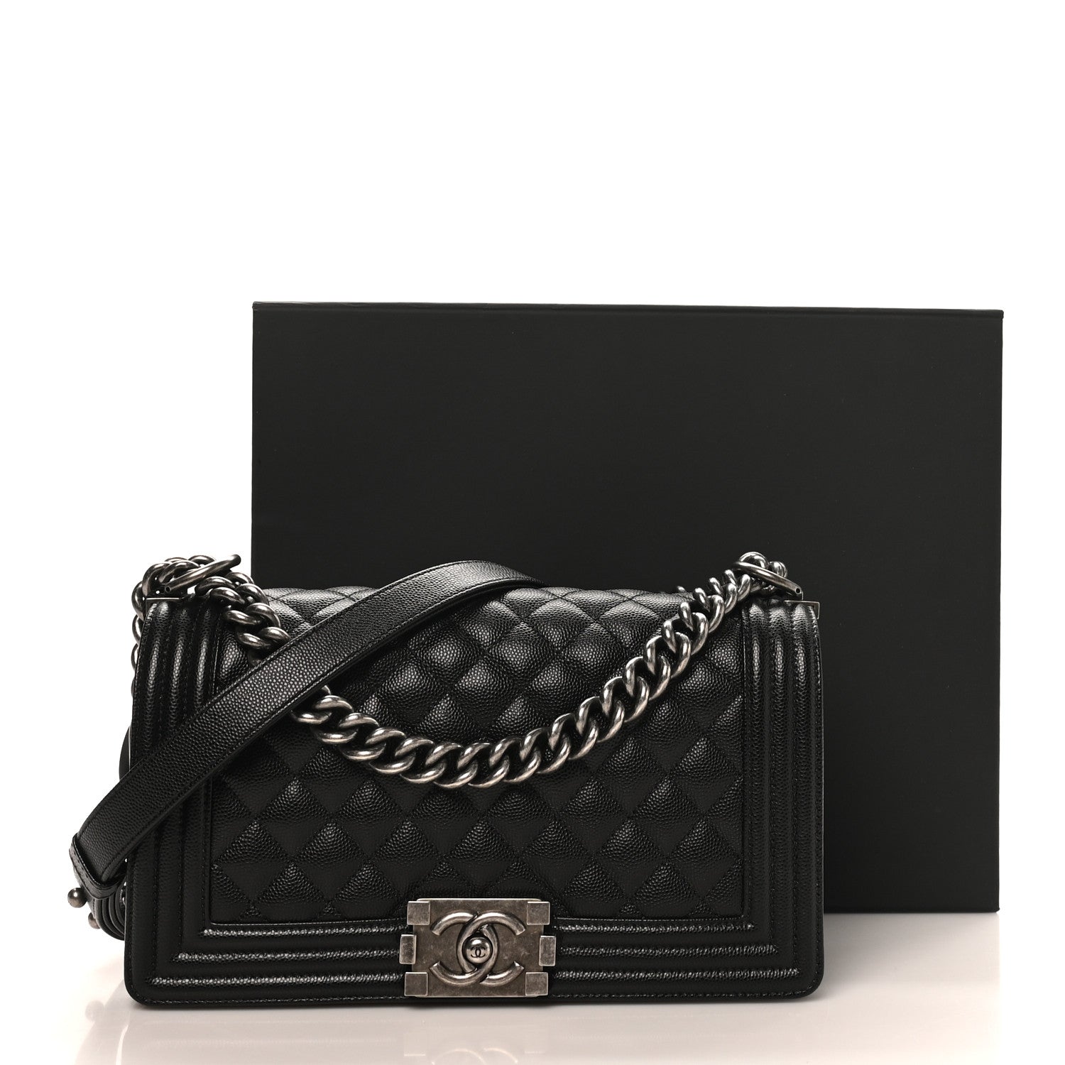 Chanel Caviar Quilted Medium Boy Flap Black 11 of 11
