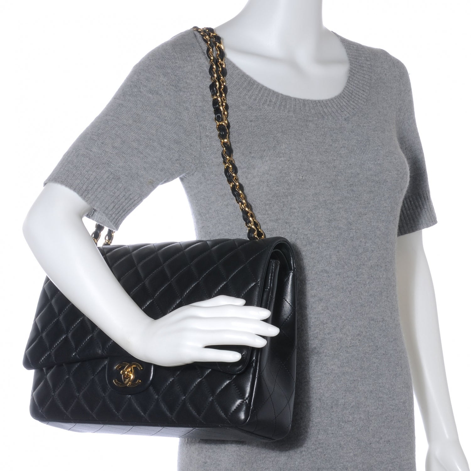 Chanel Lambskin Quilted Maxi Double Flap Black 2 of 9