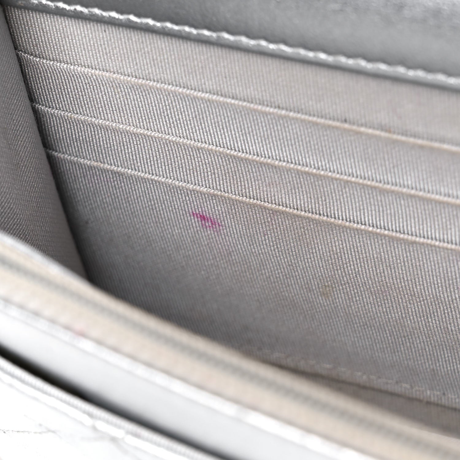 Chanel Metallic Lambskin Quilted Wallet On Chain WOC Silver 16 of 26