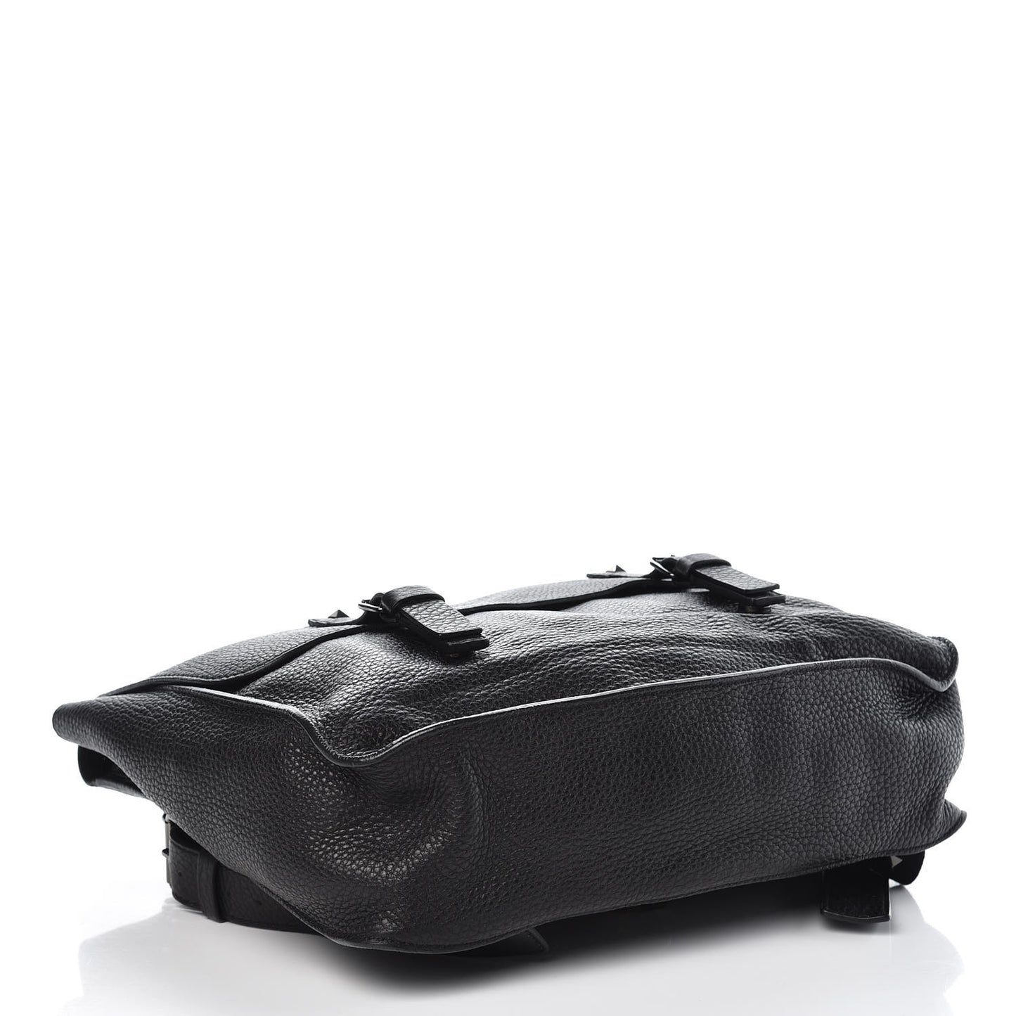 Pebbled Calfskin Rockstud Convertible Messenger Backpack Bag Black
