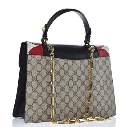 Gucci GG Supreme Monogram Goatskin Pearl Embroidered Medium Fox Broche Top Handle Bag Beige Ebony Black Hibiscus Red Mystic White 3 of 15