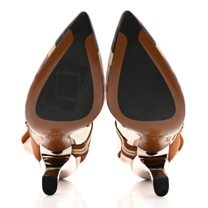Fendi Technical Mesh FF Colibri 55mm Slingback Pumps 39.5 Tobacco Moro Camelia 5 of 7