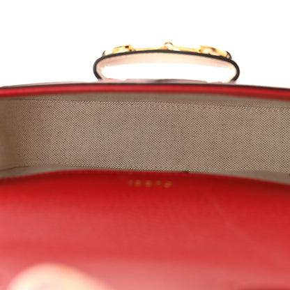 Gucci X ADIDAS Textured Dollar Calfskin Web Trefoil Mini Horsebit 1955 Shoulder Bag Hibiscus Red Off White 5 of 10