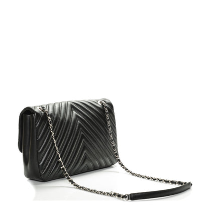 Chanel Lambskin Chevron Quilted Double Stitch Jumbo Single Flap Black 3 of 7