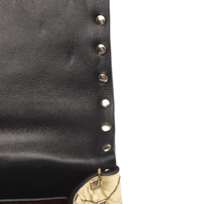 Valentino Garavani Metallic Wrinkled Lambskin Medium Rockstud Spike Shoulder Bag Mekong 10 of 10