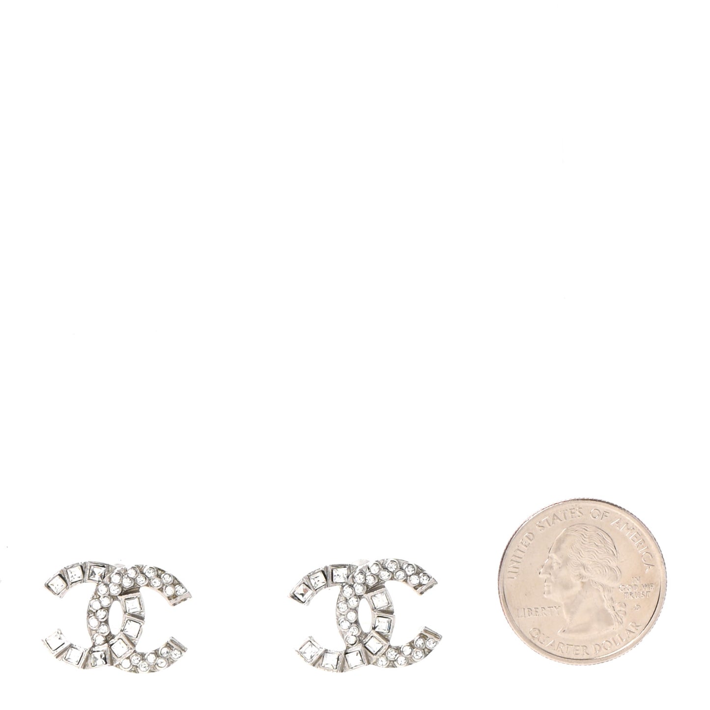 Baguette Crystal CC Earrings Silver