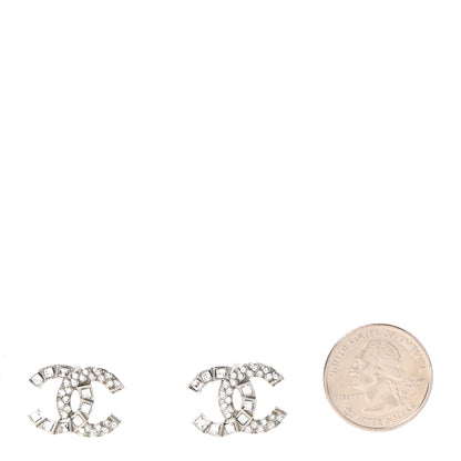 Chanel Baguette Crystal CC Earrings Silver 2 of 5
