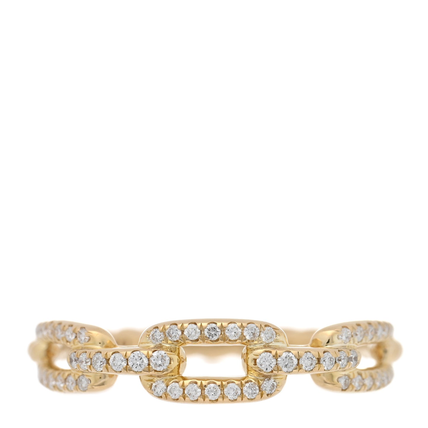 18K Yellow Gold Diamond 4.5mm Stax Single Row Chain Link Ring 54 7