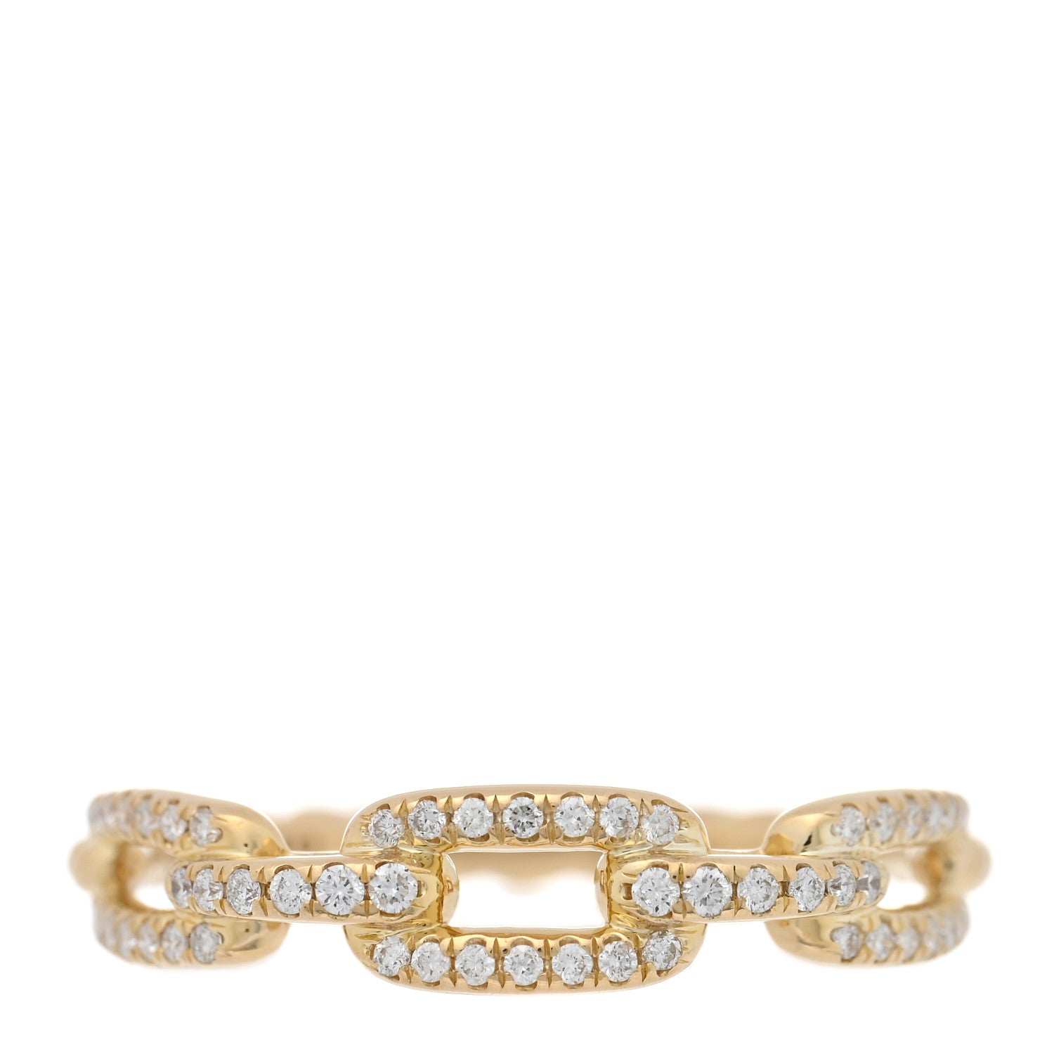 David Yurman 18K Yellow Gold Diamond 4.5mm Stax Single Row Chain Link Ring 54 7 1 of 4