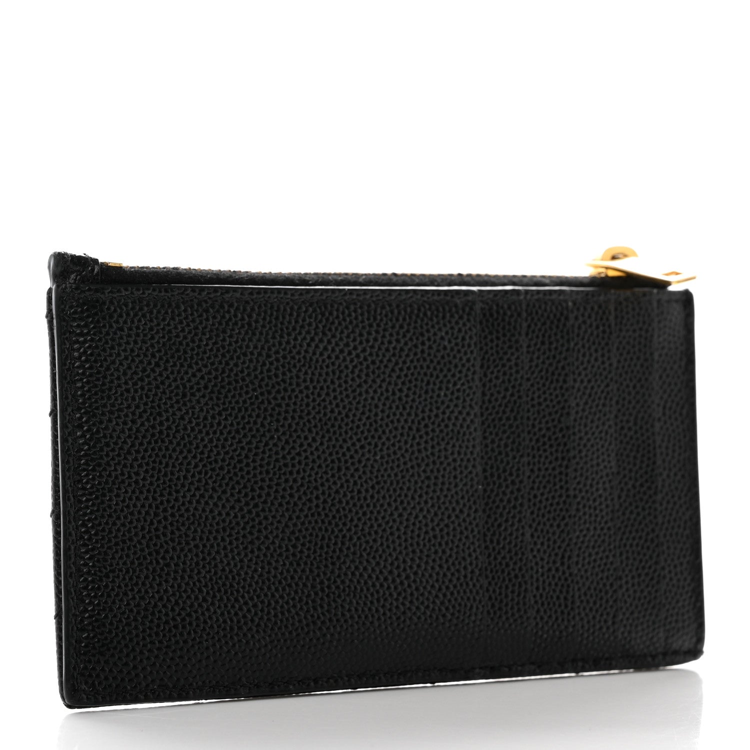 Saint Laurent Grain De Poudre Matelasse Chevron Monogram Fragments Zippered Card Case Black 3 of 10
