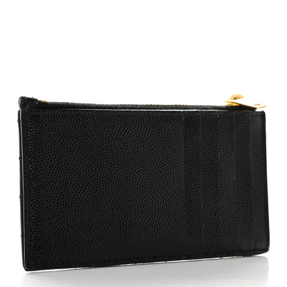 Saint Laurent Grain De Poudre Matelasse Chevron Monogram Fragments Zippered Card Case Black 3 of 10