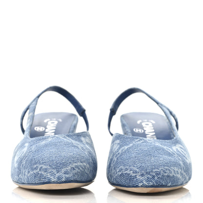 Chanel Denim Cap Toe Denim Slingback Pumps 36 Blue 3 of 9