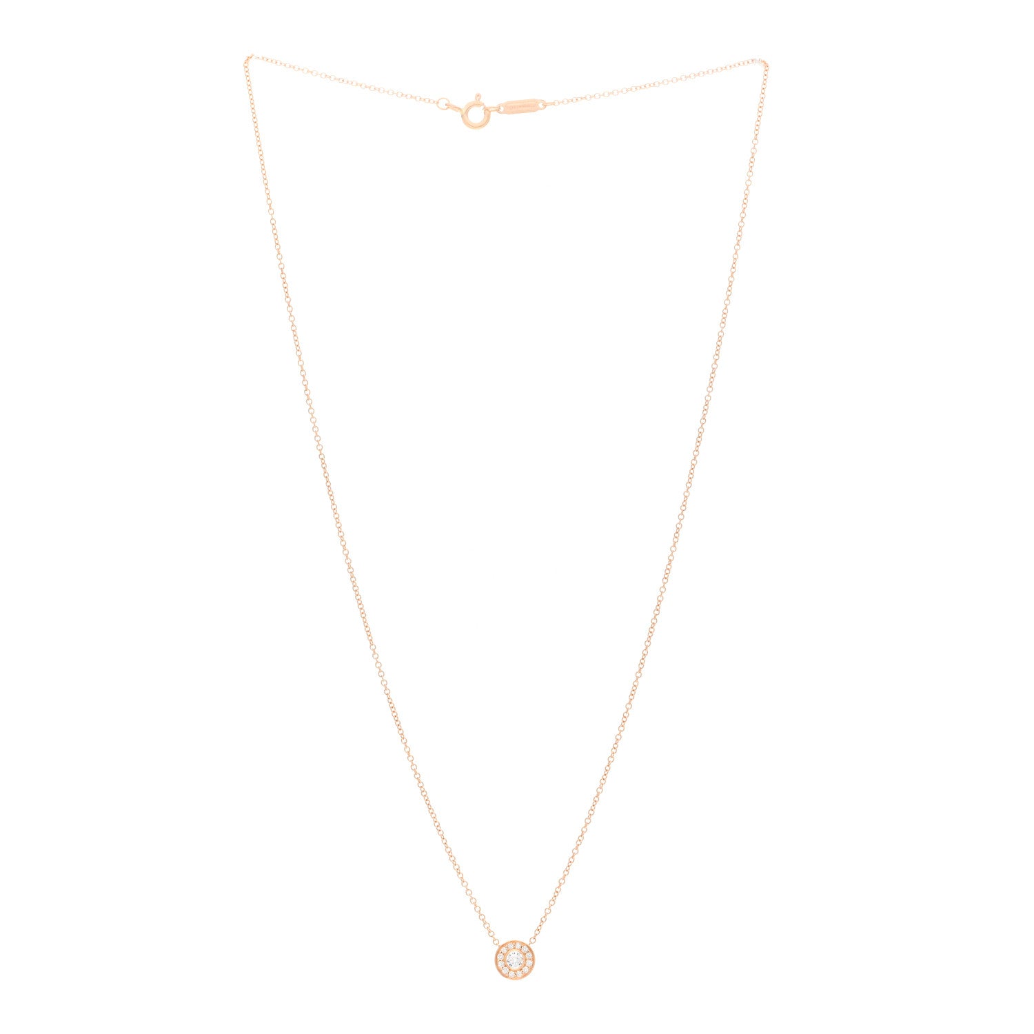 Tiffany 18K Rose Gold Diamond .16ctw Circlet Pendant Necklace 2 of 5