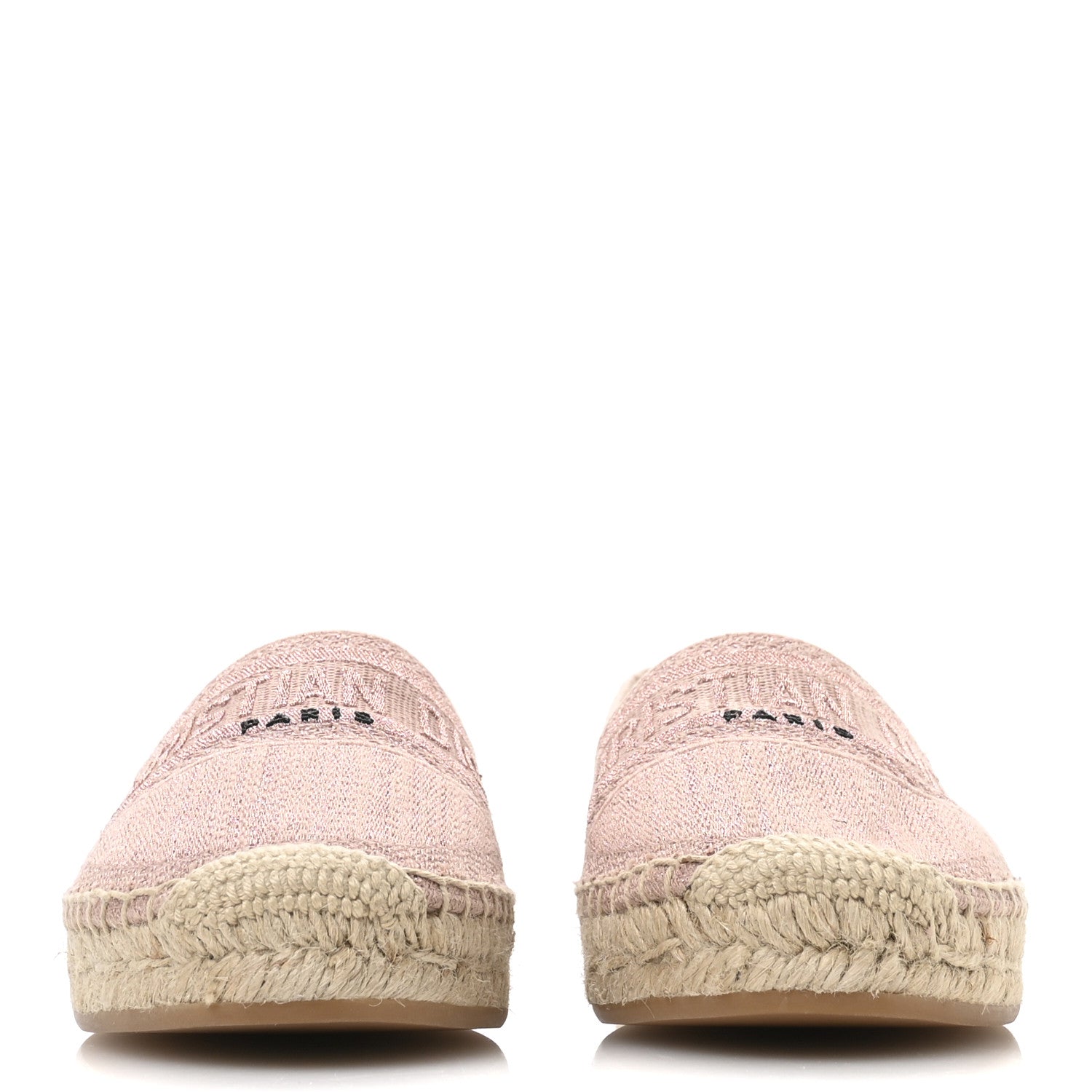 Christian Dior Metallic Cotton Embroidered Granville Espadrille 37 Rose 3 of 8
