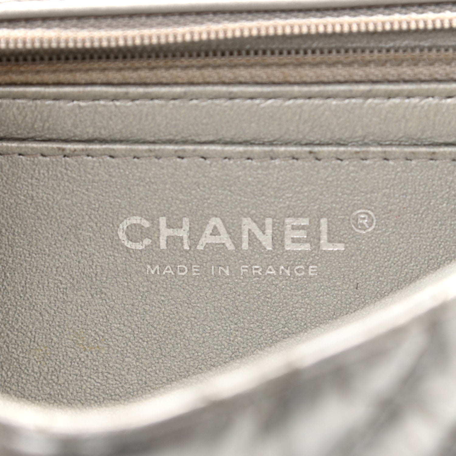 Chanel Patent Metallic Crumpled Calfskin Chevron Quilted Mini Rectangular Flap Silver 5 of 14