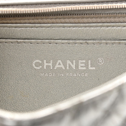 Chanel Patent Metallic Crumpled Calfskin Chevron Quilted Mini Rectangular Flap Silver 5 of 14