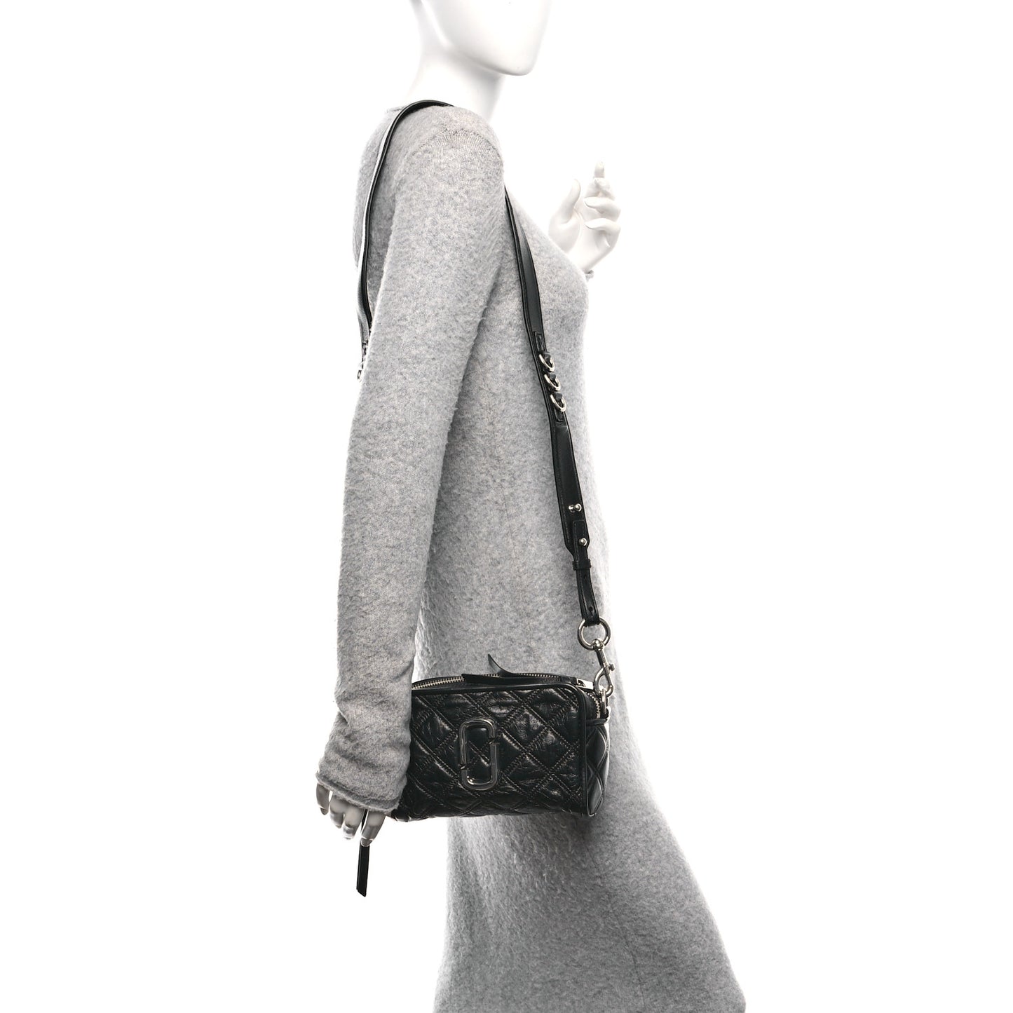 Natural Grain Calfskin Quilted The Softshot 21 Bag Black