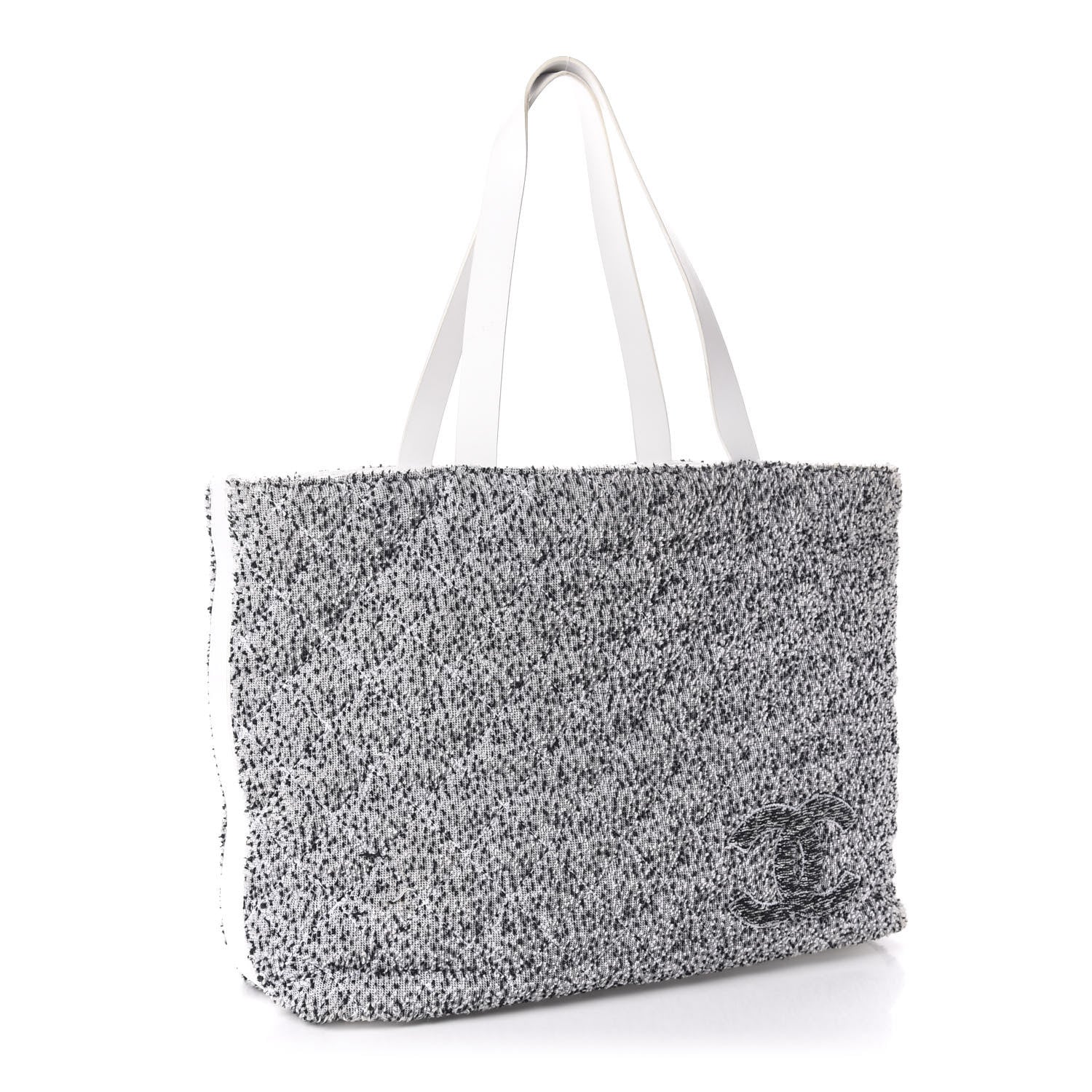 Chanel Terry Cotton Fizzy Tote Navy White 3 of 12