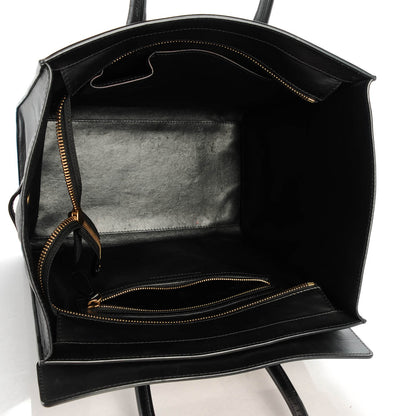 Celine Smooth Calfskin Shrunken Lambskin Mini Bi-Color Luggage Black White 5 of 10