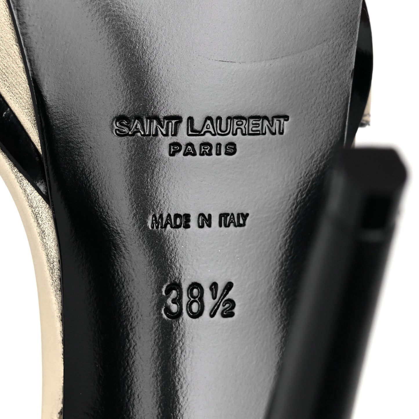 Calfskin Tribute 105 Open Toe Platform Sandals 38.5 Gold
