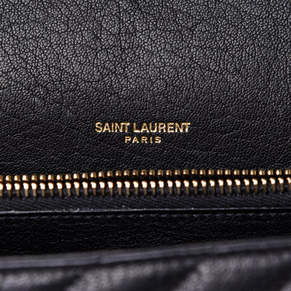 Saint Laurent Sheepskin Matelasse Chevron Monogram Large College Satchel Black 6 of 12