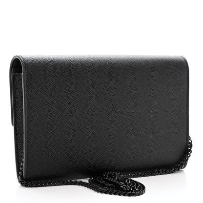 Saint Laurent Grain De Poudre Monogram Uptown Chain Wallet Black 4 of 10