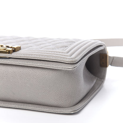 Chanel Caviar Quilted Medium Boy Flap Light Grey 9 of 11