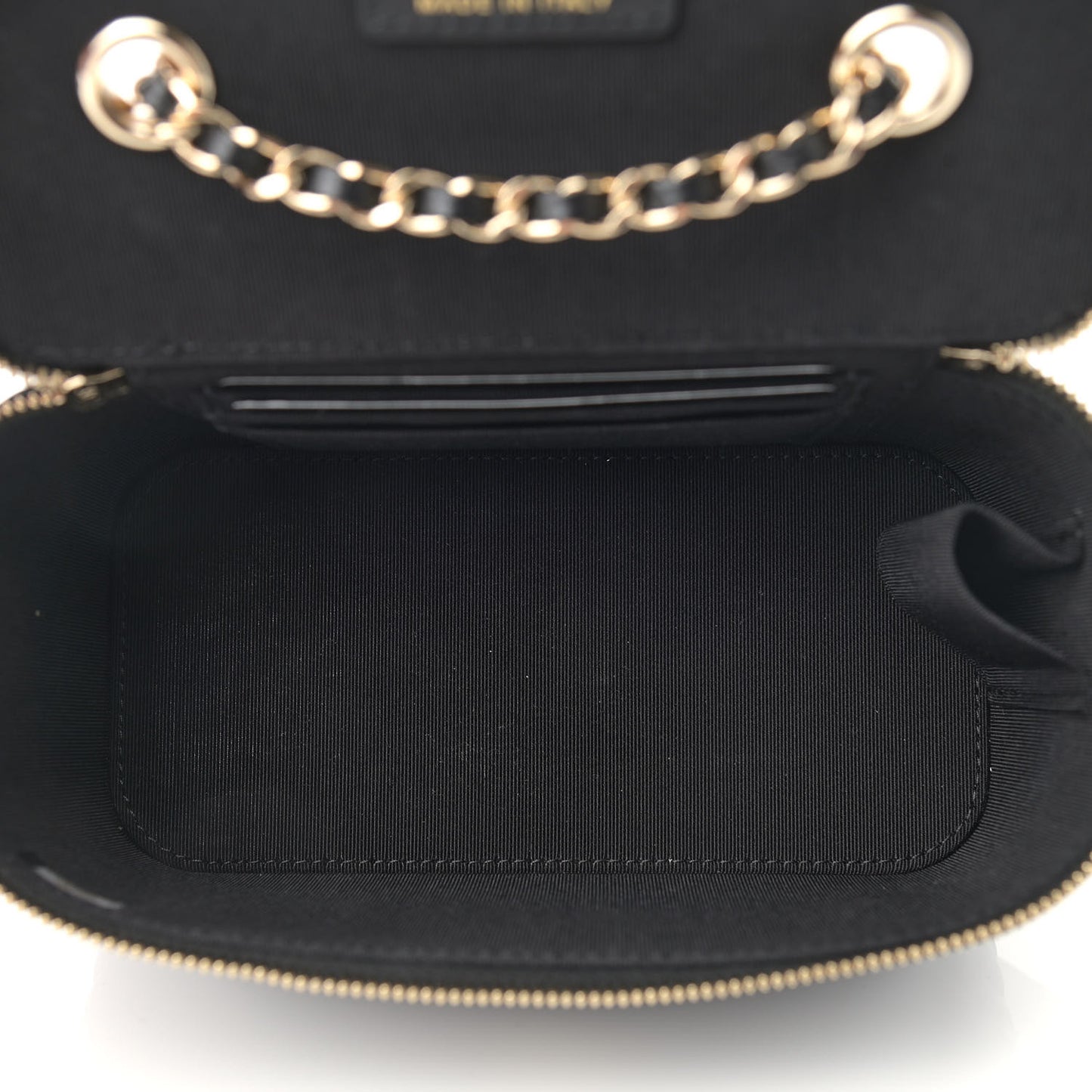 Lambskin Camellia Embossed Small Vanity Case With Chain Black