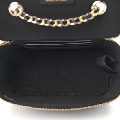 Chanel Lambskin Camellia Embossed Small Vanity Case With Chain Black 5 of 9