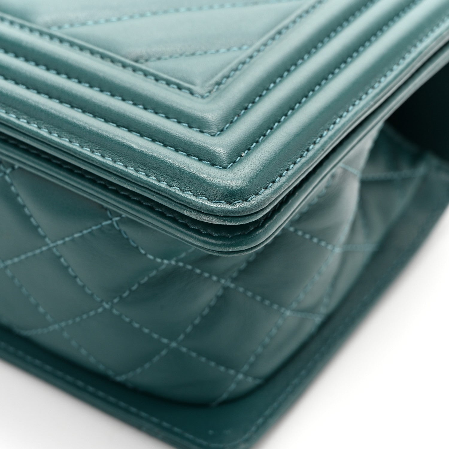 Chanel Calfskin Chevron Quilted Medium Boy Flap Turquoise 15 of 15