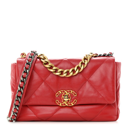 Chanel Goatskin Quilted Medium Chanel 19 Flap Red 1 of 13