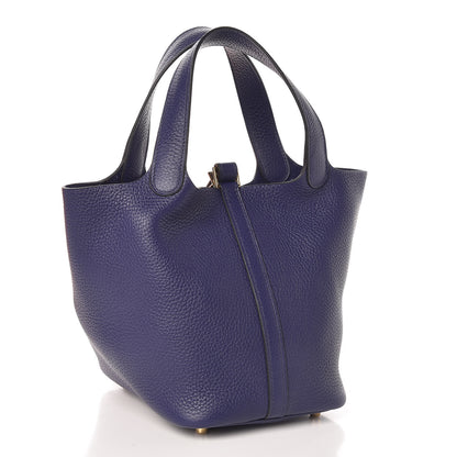 Hermes Taurillon Clemence Picotin Lock 18 PM Bleu Enrce 3 of 10