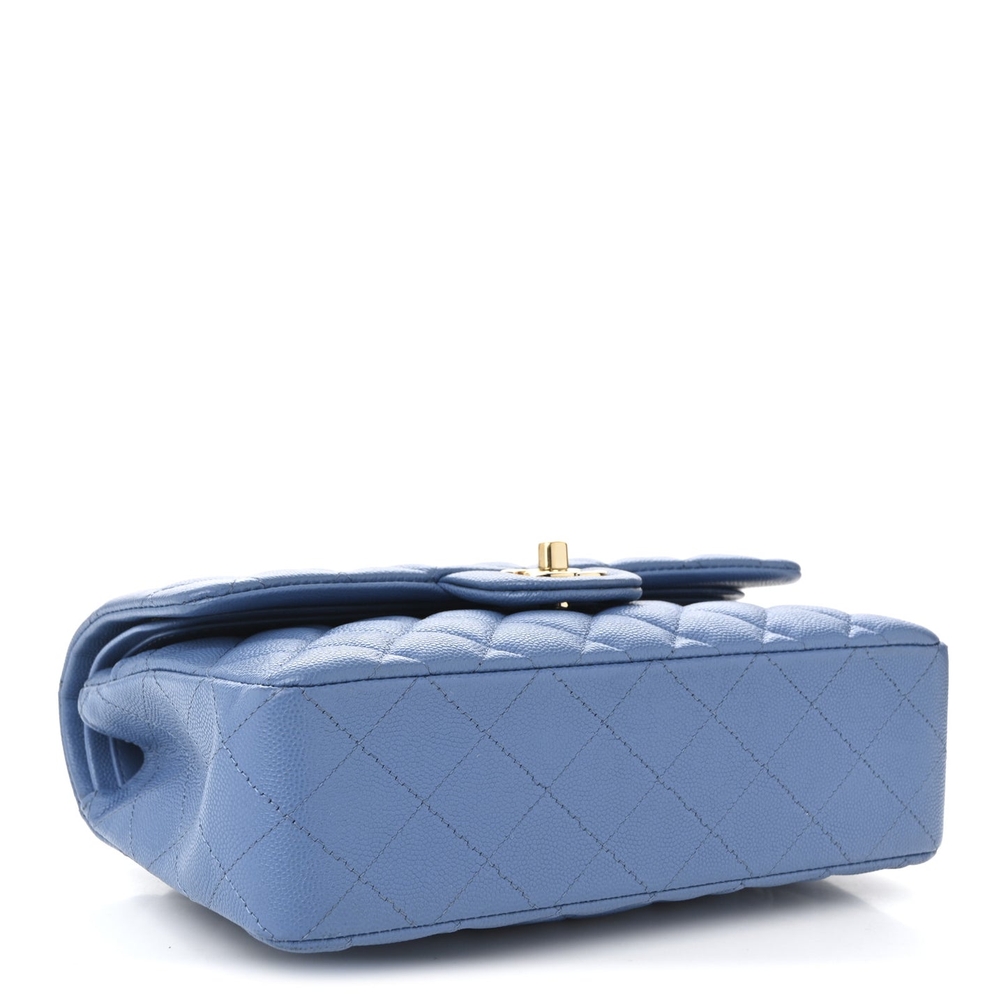 Caviar Quilted Small Double Flap Blue