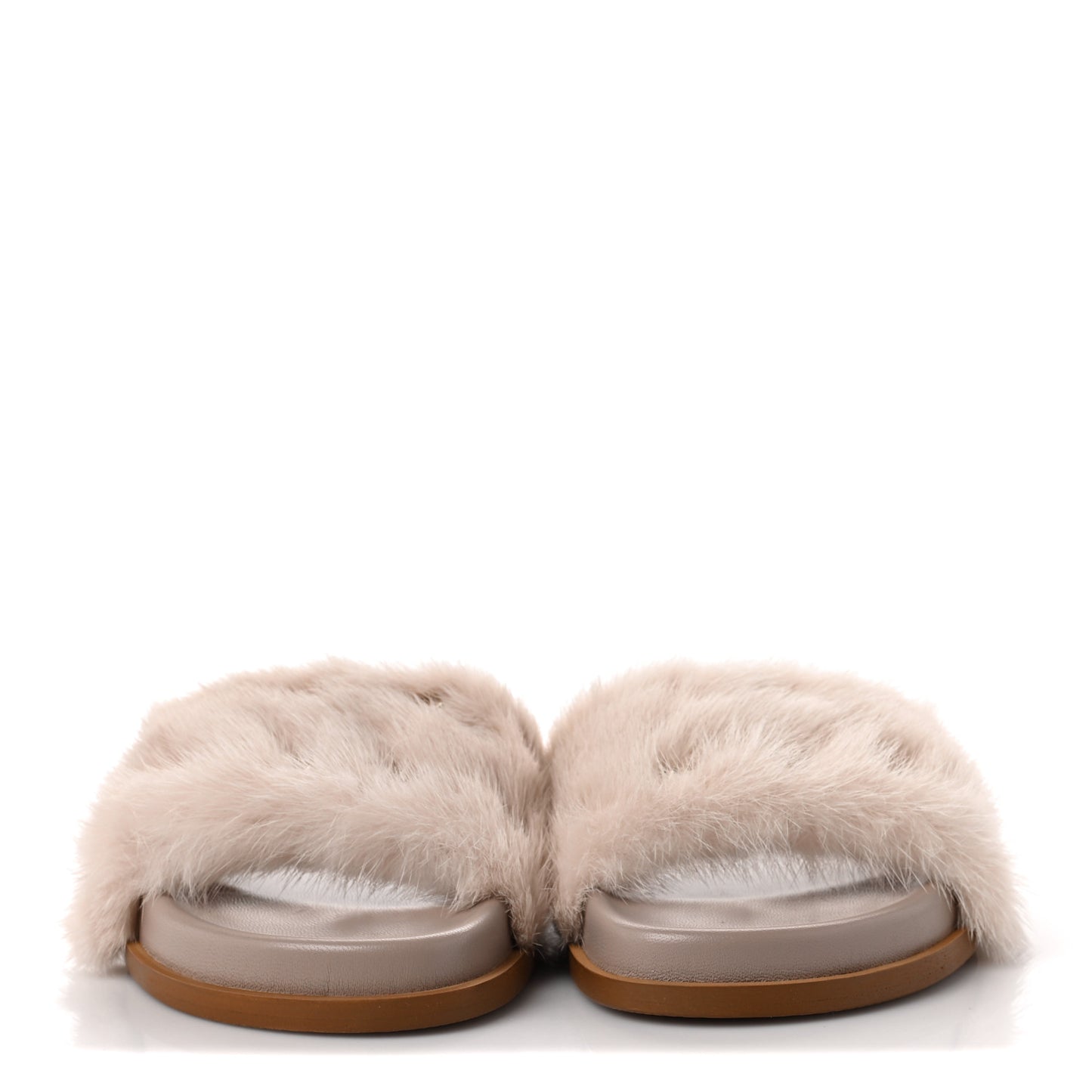 Mink Fur Rockstud Slide Sandals 37 Vapeur