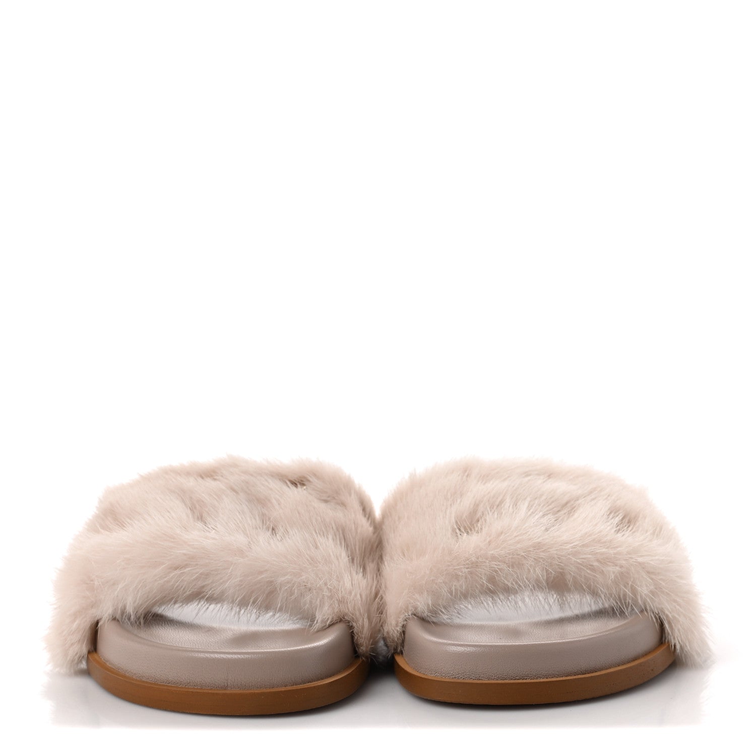 Valentino Garavani Mink Fur Rockstud Slide Sandals 37 Vapeur 2 of 8