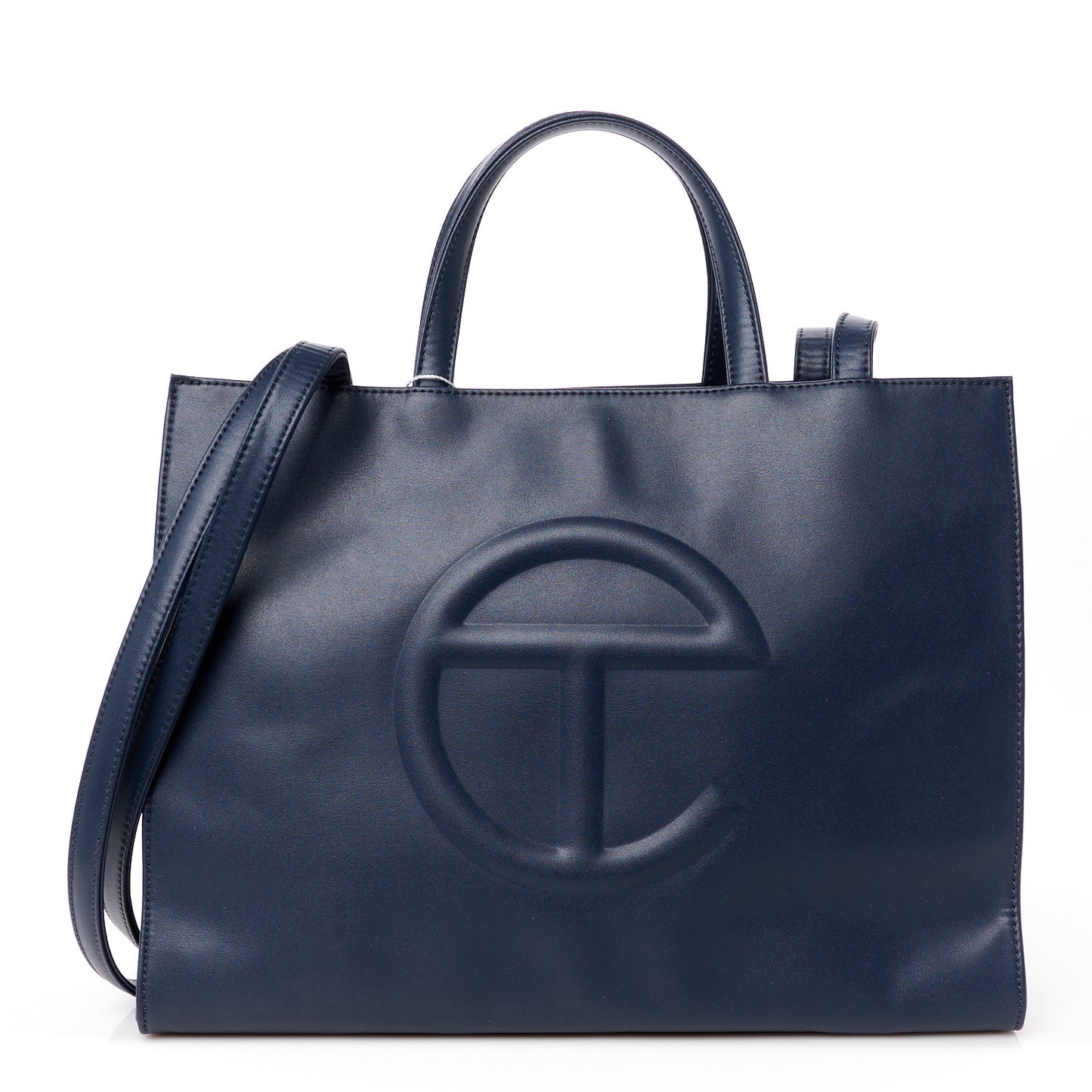 Vegan Leather Medium Shopping Bag Navy