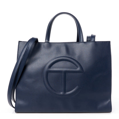 Telfar Vegan Leather Medium Shopping Bag Navy 1 of 10