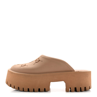 Gucci Rubber GG Monogram Perforated Elea Platform 55mm Lug Sole Sandals 36 Vintage Camel 1 of 13
