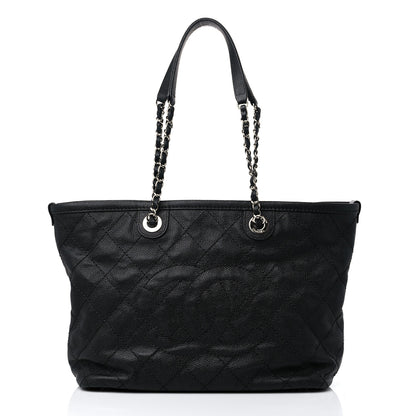 Chanel Grained Calfskin Quilted Small Daily Shopping Tote Black 3 of 12