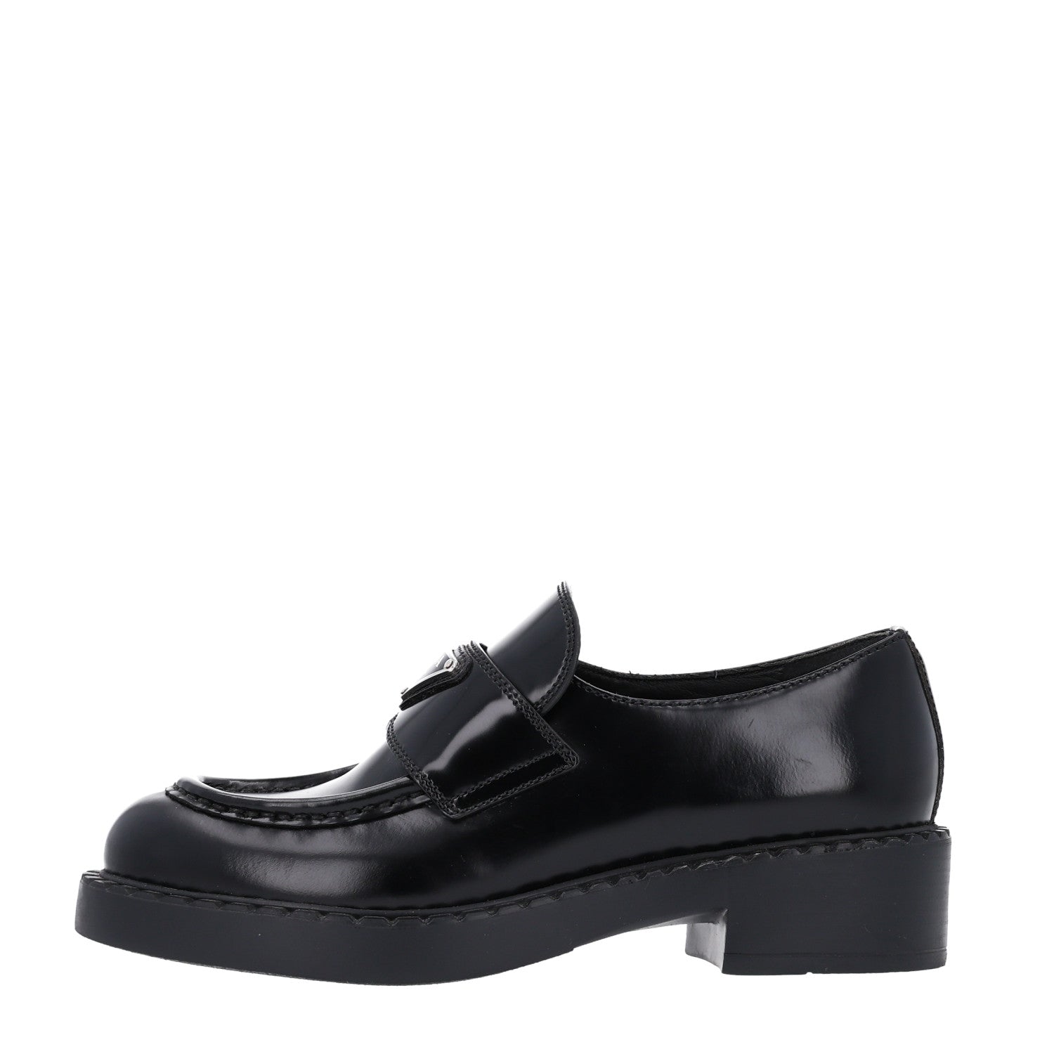Prada Spazzolato Metal Triangle Logo 50mm Loafers 36 Black 1 of 11