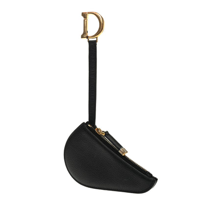 Christian Dior Grained Calfskin Saddle Coin Purse Black 1 of 4