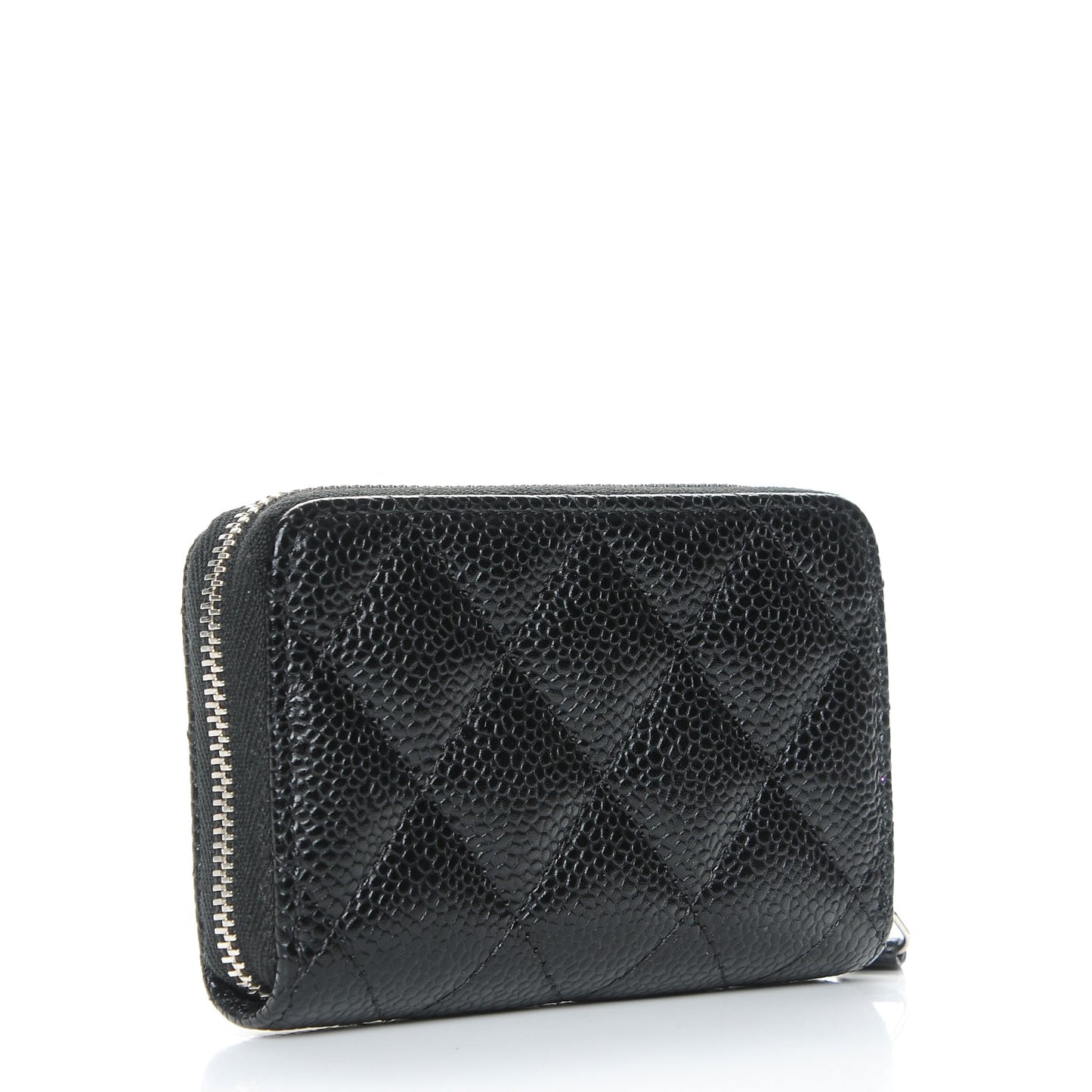 Caviar Quilted Zip Coin Purse Black