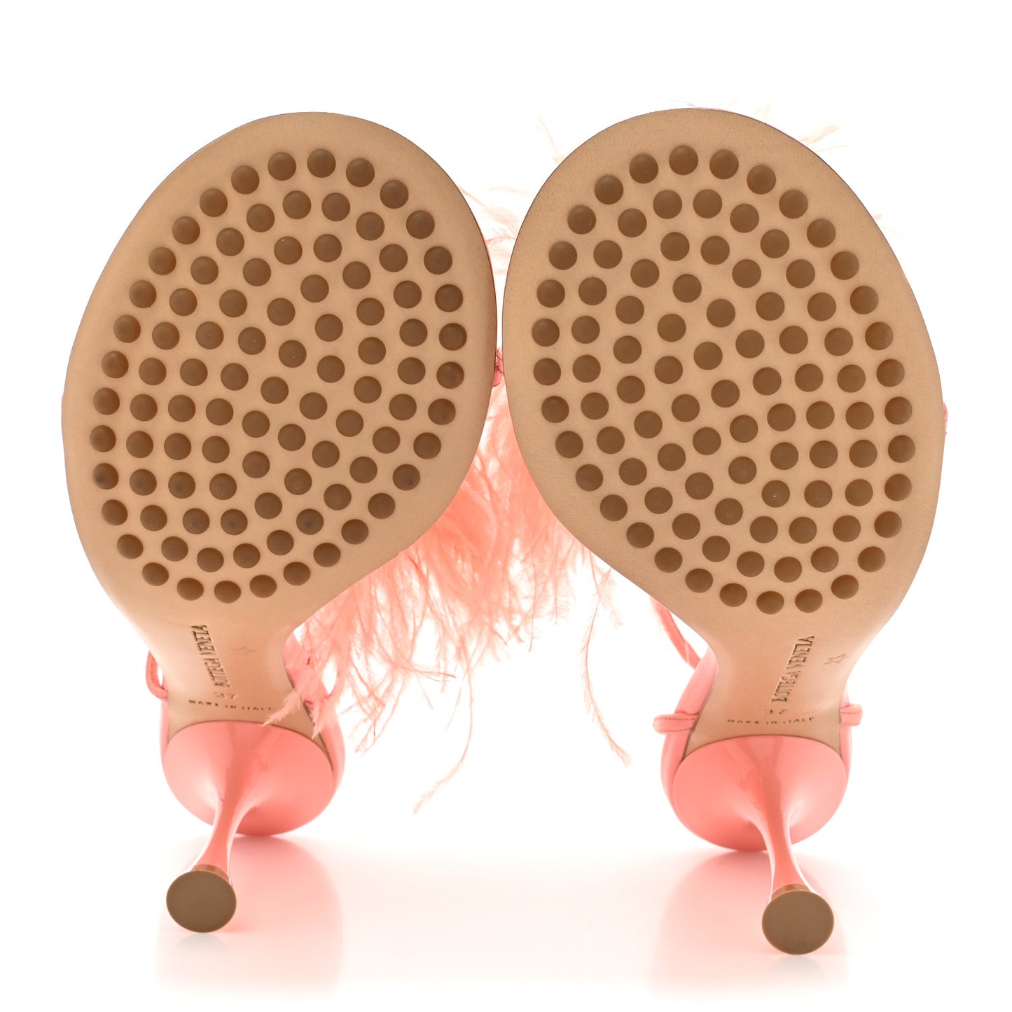 Lambskin Feather Dot Sandals 37 Flamingo