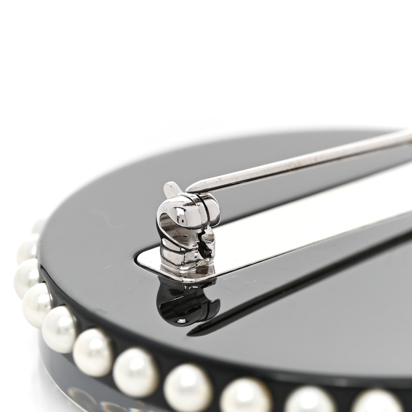 Metal Resin Pearl Emoji Brooch Purple Silver